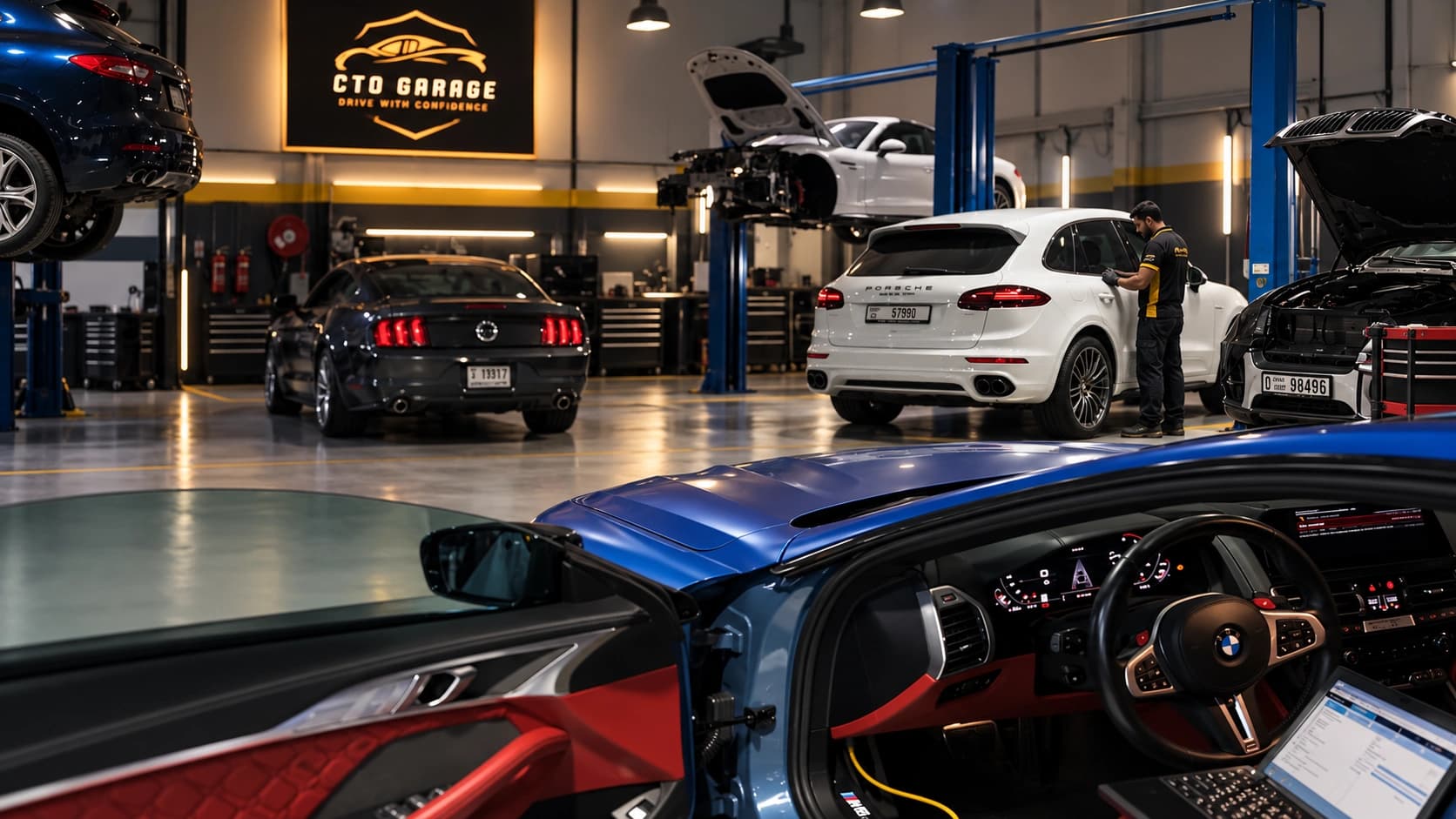 تشخيص مقصورة BMW وcoding السيارة في CTO Garage دبي