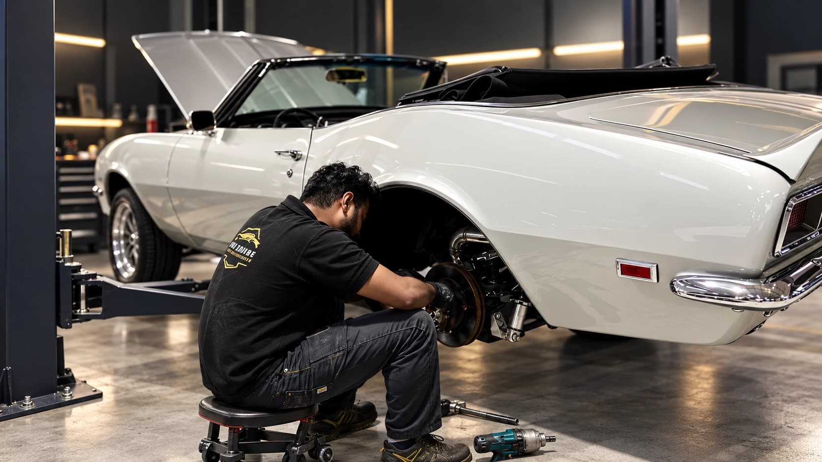 Classic convertible inspection at CTO Garage Dubai